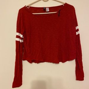 Red long sleeve crop top